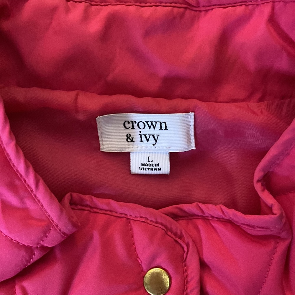 Crown & Ivy Hot Pink Puffer Vest - Picture 2 of 3